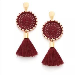 Gold Crimson Dreamcatcher tassel drop earrings